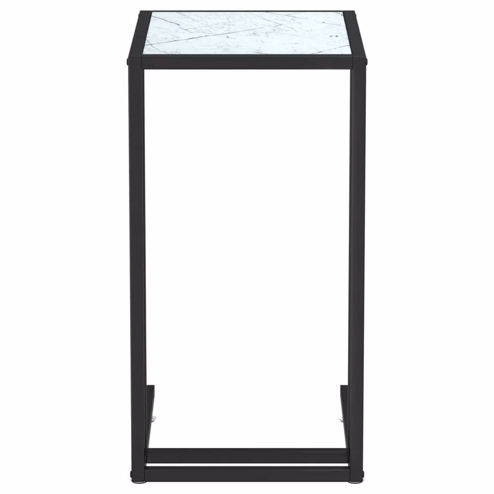 Berkfield Home Modern White Marble and Tempered Glass Computer Side Table W/D/H: 50 x 35 x 65 cm – 2