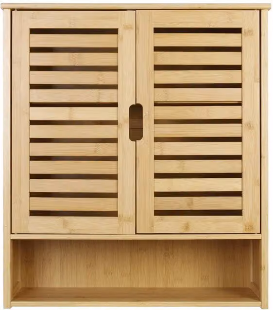 VOGREX Bamboo Wall Mount Over-Toilet Bathroom Storage Cabinet in Beige