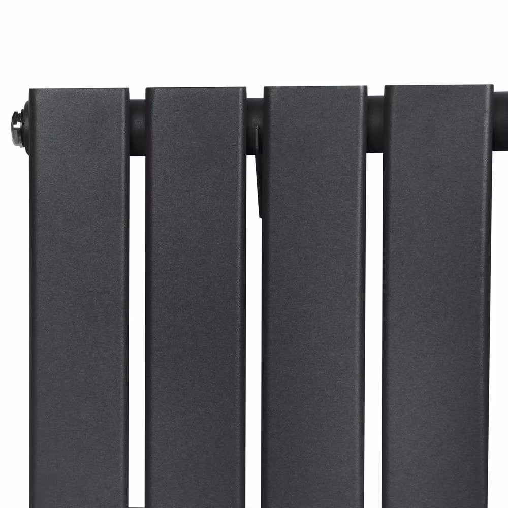 Monstershop Flat Single Column Steel Radiator and Thermostat Valves in Anthracite Grey, H x W: 140 x 60 cm – 3