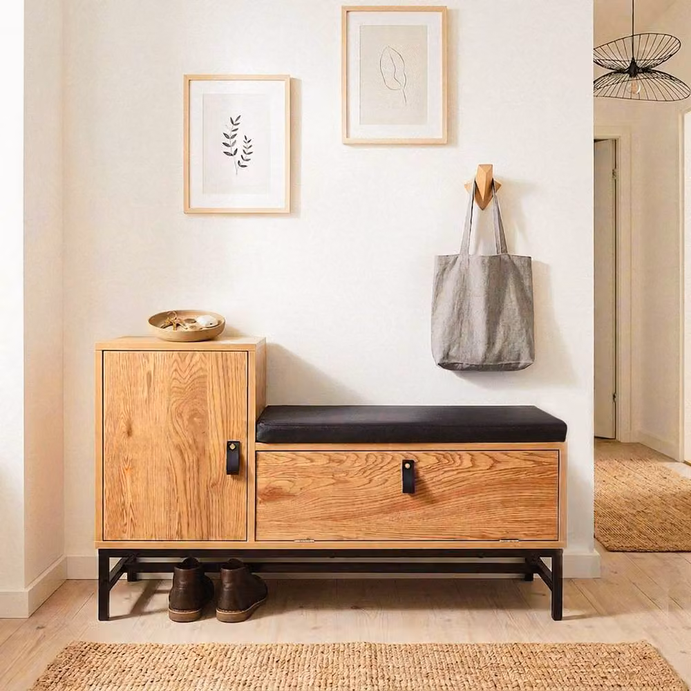 CALICOSY JILL Entryway Bench with Shoe Storage in Light Brown – 2