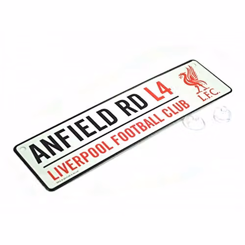 Liverpool F.C. Official Metal Hanging Street Sign Wall Plaque in White, Red and Black
