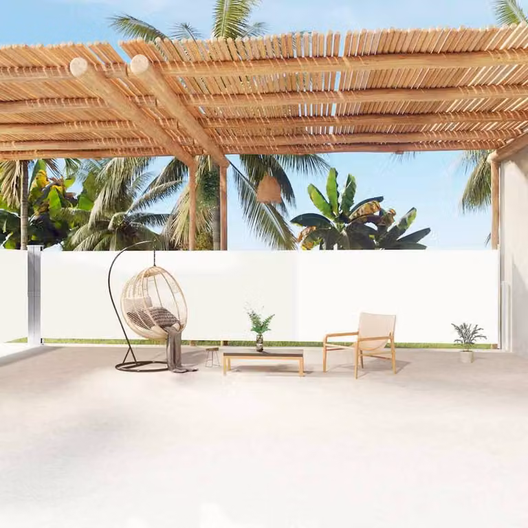 Berkfield Home Retractable Side Awning in Cream, W/H: 1200 x 160 cm