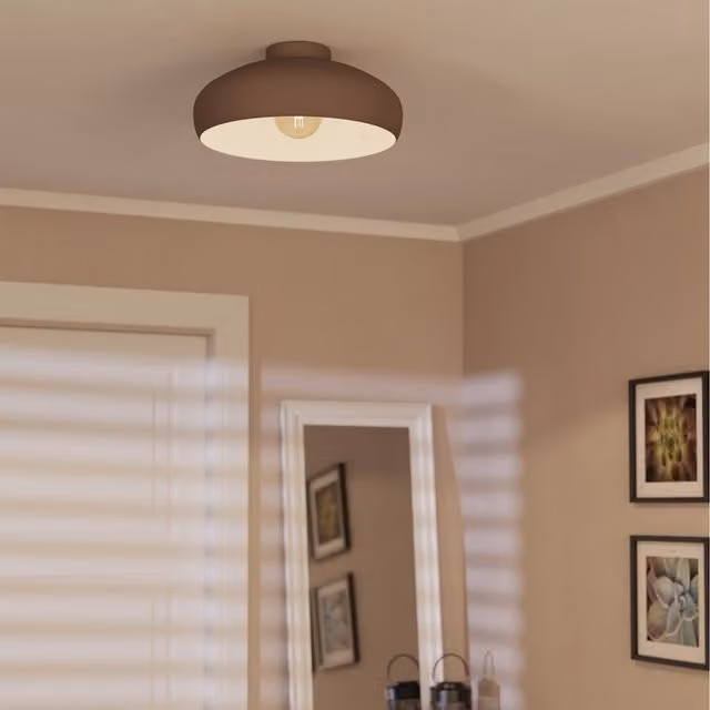 Eglo Mogano Retro Inspired Brown Metal Dome Ceiling Light – 1