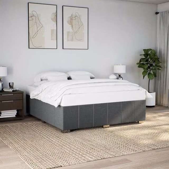 Berkfield Home Upholstered Fabric Bed Frame in Dark Grey, Super King Size – 1