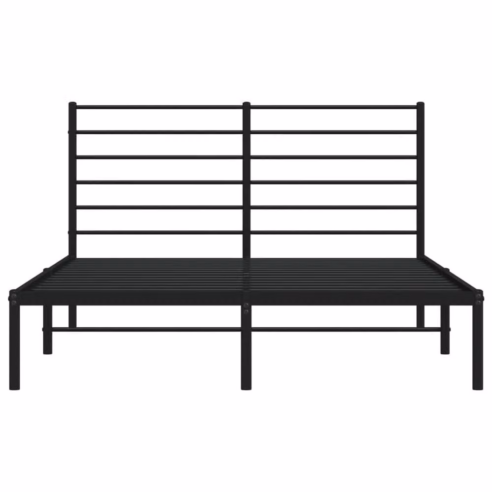 Berkfield Home Metal Bed Frame with Headboard, Black, W: 140 cm, L: 190 cm – 3