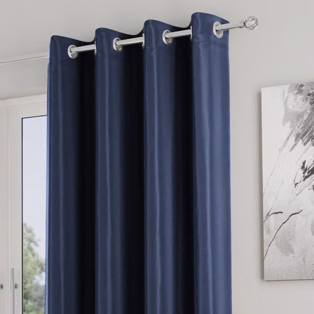 Enhanced Living Nightfall Plain Supersoft Navy Thermal Blackout Single Eyelet Door Curtain, Width: 168 cm, Height: 214 cm