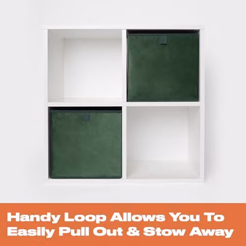 OHS Set of 4 Matte Velvet Foldable Cube Storage Boxes, Green, W/D/H: 27.0 x 27.0 x 27.0 cm – 4
