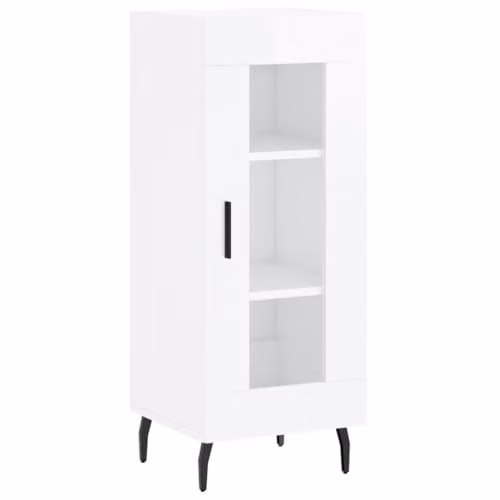 vidaXL Modern High Gloss White Sideboard in Engineered Wood, W/D/H: 34.5 x 34 x 90 cm