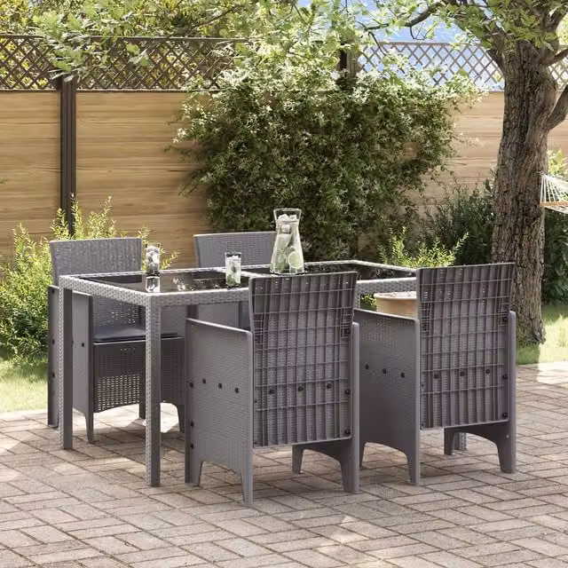 Berkfield Home Set of 4 Modern Poly Rattan Garden Chairs with Cushions in Anthracite Grey