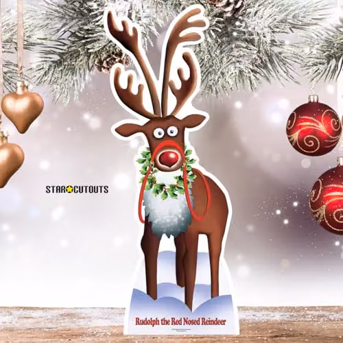 Star Cutouts SC90 Rudolph The Red Nose Reindeer Lifesize Cardboard Christmas Decoration, Multicolour, Height: 183 cm – 3