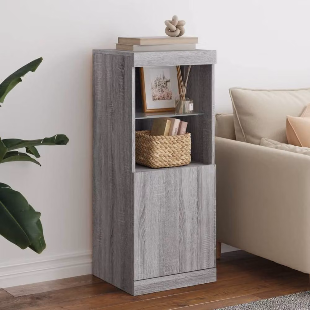 Berkfield Home Modern Grey Sideboard with Integrated LED Lighting W: 41 cm, D: 37 cm, H: 100 cm – 2