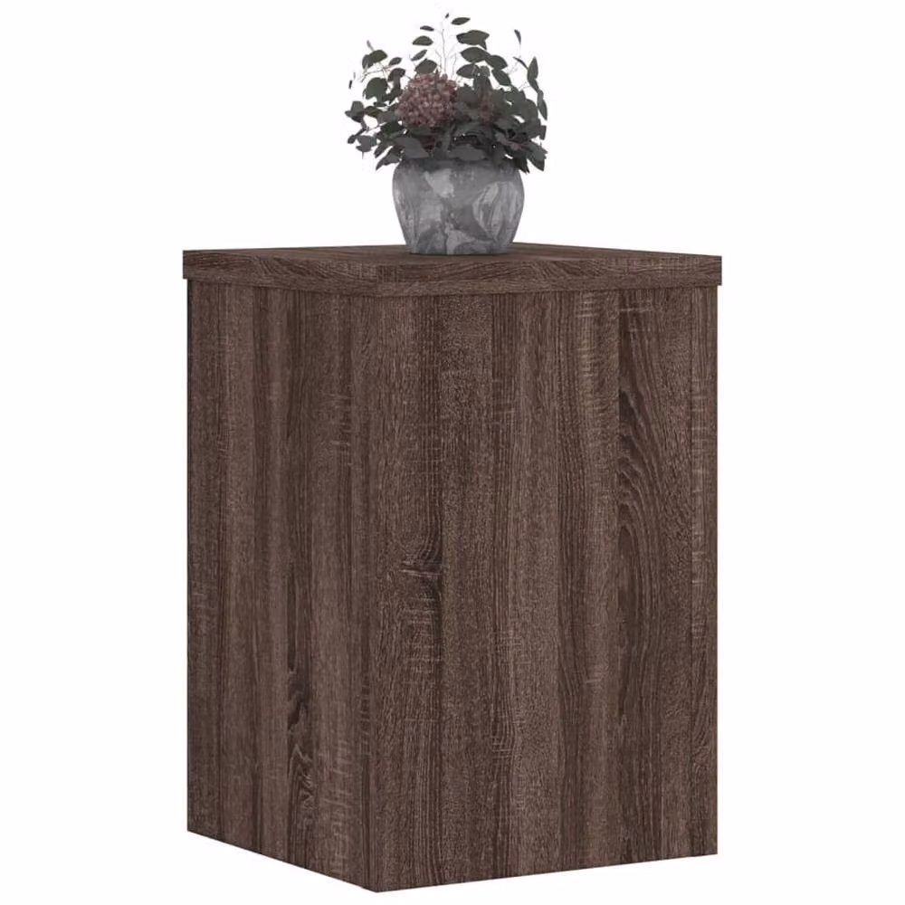 Berkfield Home Set of 2 Modern Square Plant Stands in Brown Oak, W/D/H: 25 x 25 x 35 cm – 3