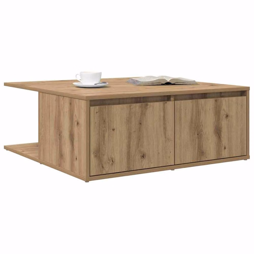 Berkfield Home Artisan Oak Coffee Table in Brown, W/D/H: 80 x 80 x 31 cm – 3