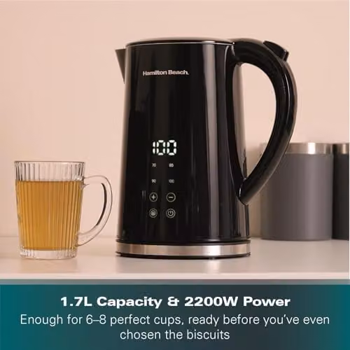 Hamilton Beach FlexiControl Digital Variable Temperature Electric Kettle, 1.7L, Black – 6