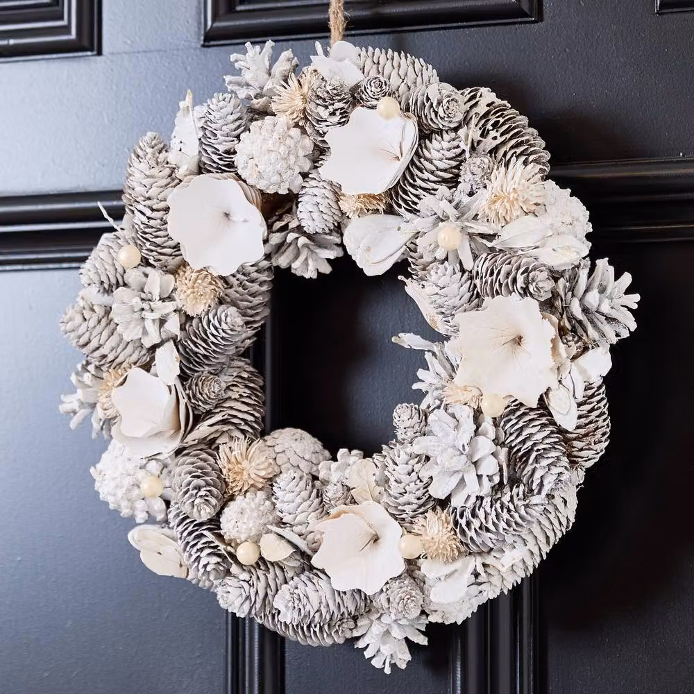 Dibor White and Silver Christmas Wreath, Diameter: 33 cm – 3