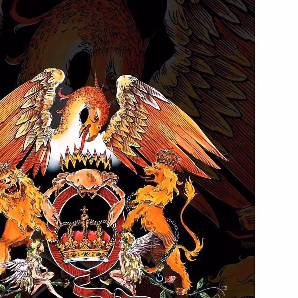 Queen Crest Multicolour Typography Textile Poster in Black – 2