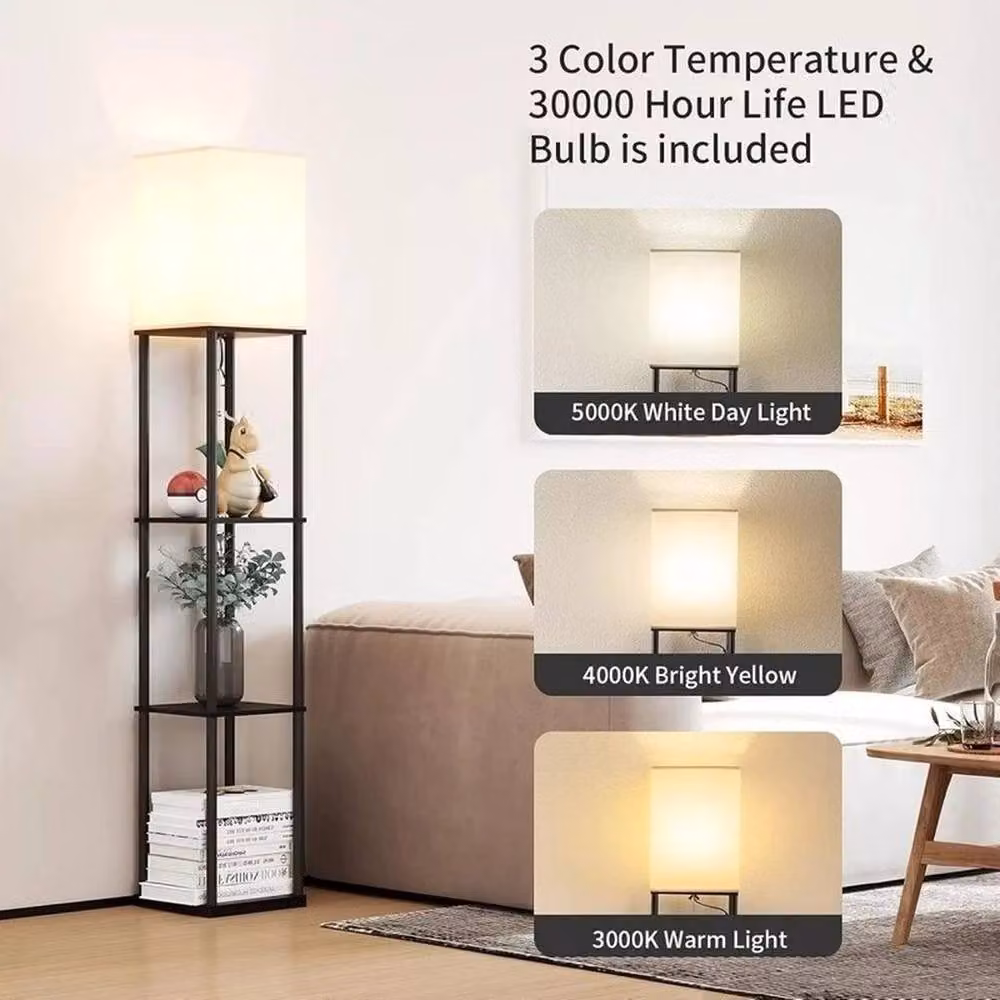 KORVIXA LED Shelf Floor Lamp in Black, Height: 140 cm – 4
