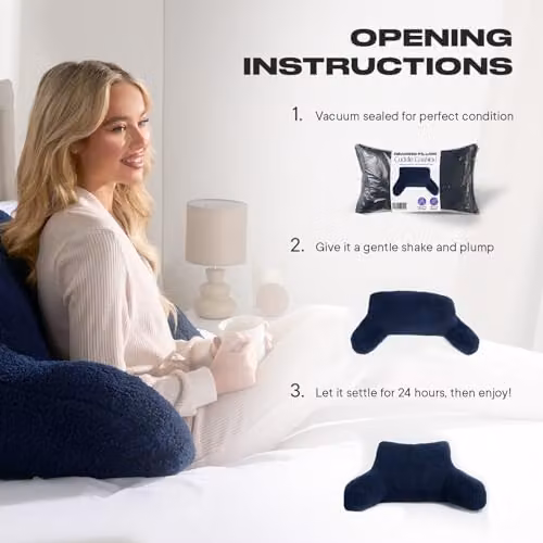 OHS Teddy Fleece Reading Cushion for Adults in Blue, W/D/H: 100 x 60 x 40 cm – 6