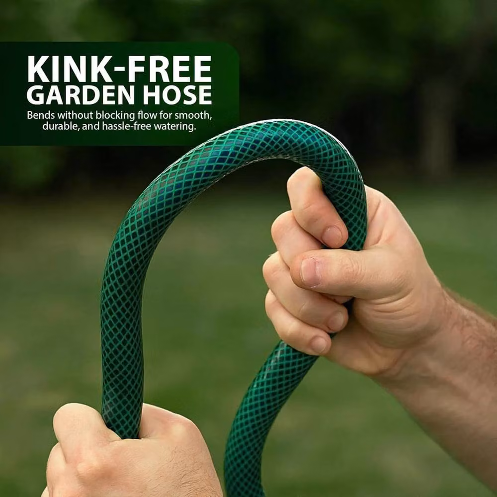 Flavora Heavy Duty Reinforced Braided PVC Watering Hosepipe Reel, Green, 75m – 2
