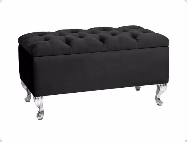 R&M Furnishers Chesterfield Ottoman Storage Bench, 180 cm Tufted Upholstered Velvet Footstool in Petrol or Black