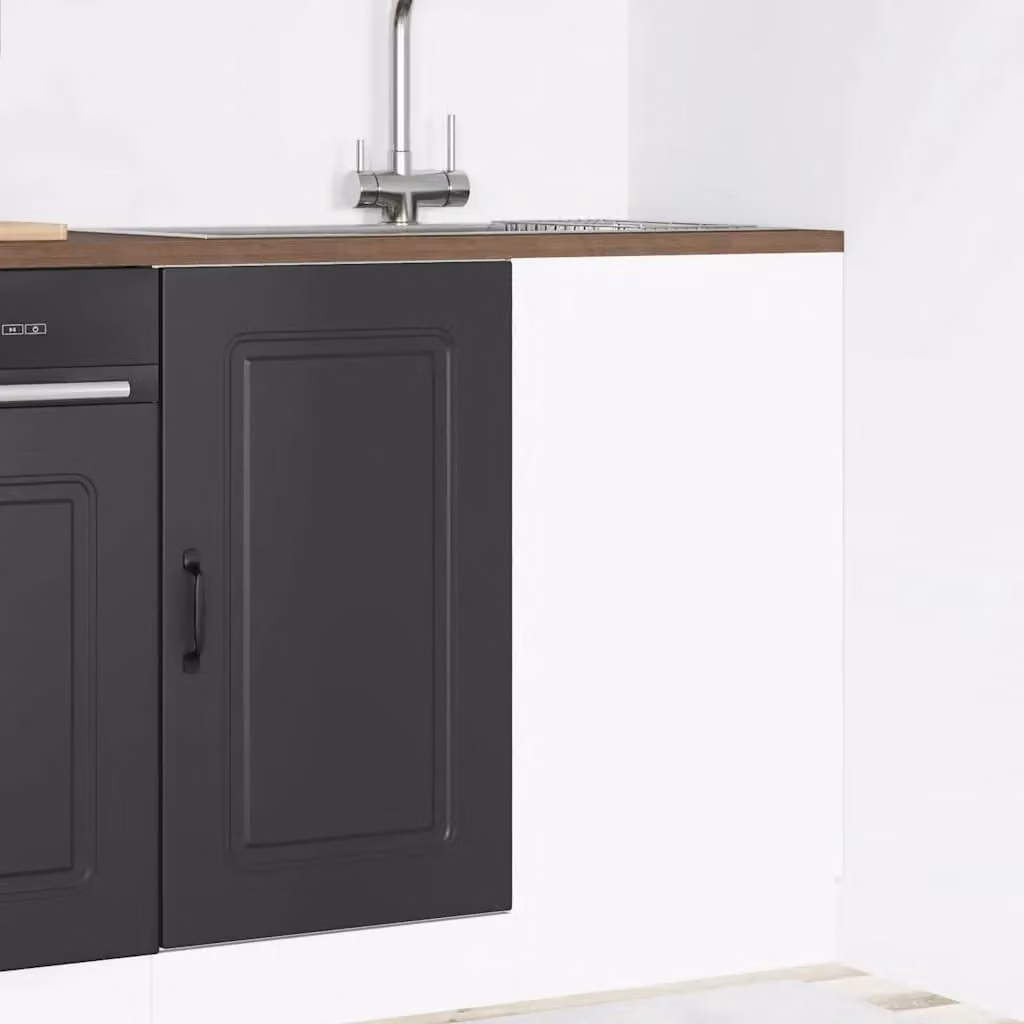 Berkfield Home Kalmar Black Matt MDF Kitchen Base Cabinet – 2