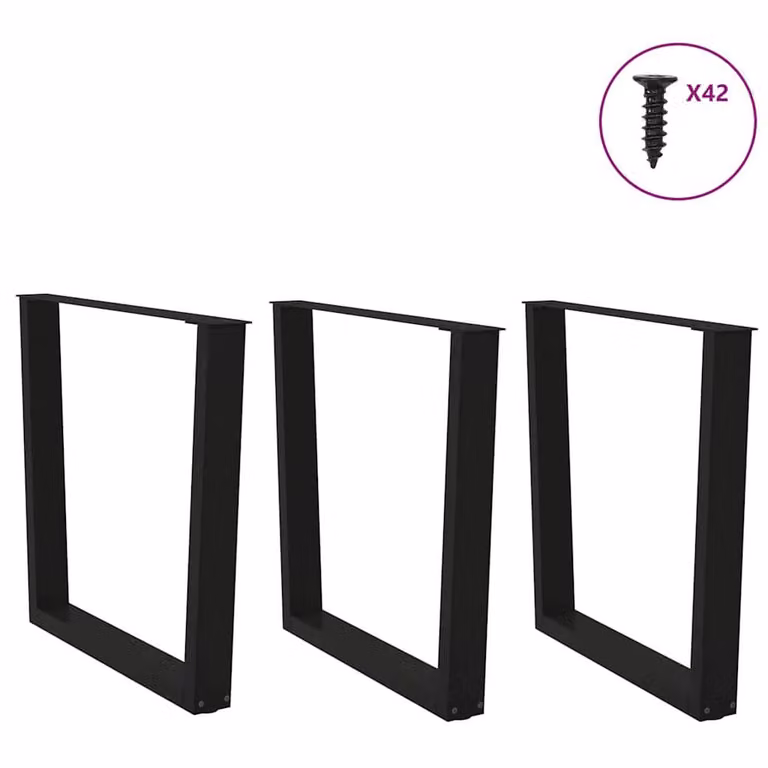 Berkfield Home V-Shape Dining Table Legs, 3 Piece Set, Black Steel, H: 72-73.3 cm x W: 80 cm
