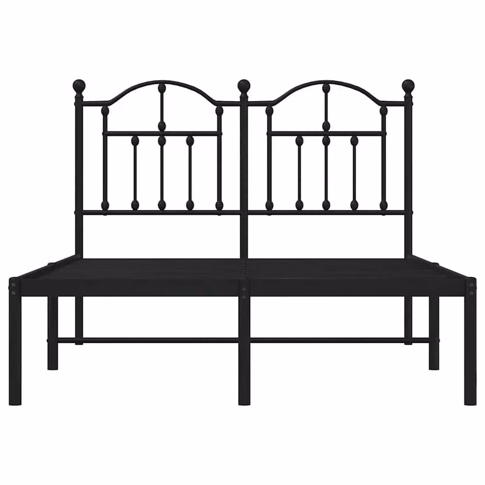 Berkfield Home Metal Bed Frame with Headboard in Black, W/D/H: 120 x 200 cm