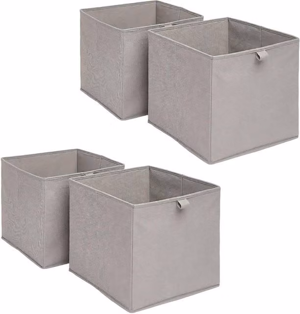 PAWNORA Fabric Storage Cube Boxes with Handles, Charcoal Grey, 4 Pack – 1