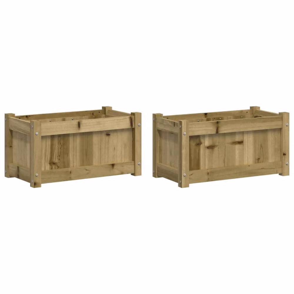 Berkfield Home Garden Brown Impregnated Pine Wood Planter Tub, 2 Pack – 2