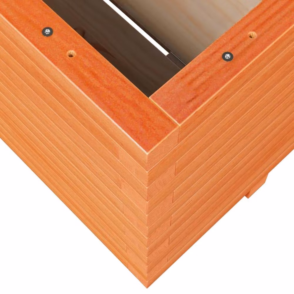 Berkfield Home Beautiful Garden Planter Tub in Brown Solid Wood Pine, W: 100 cm, D: 100 cm, H: 49.5 cm – 2