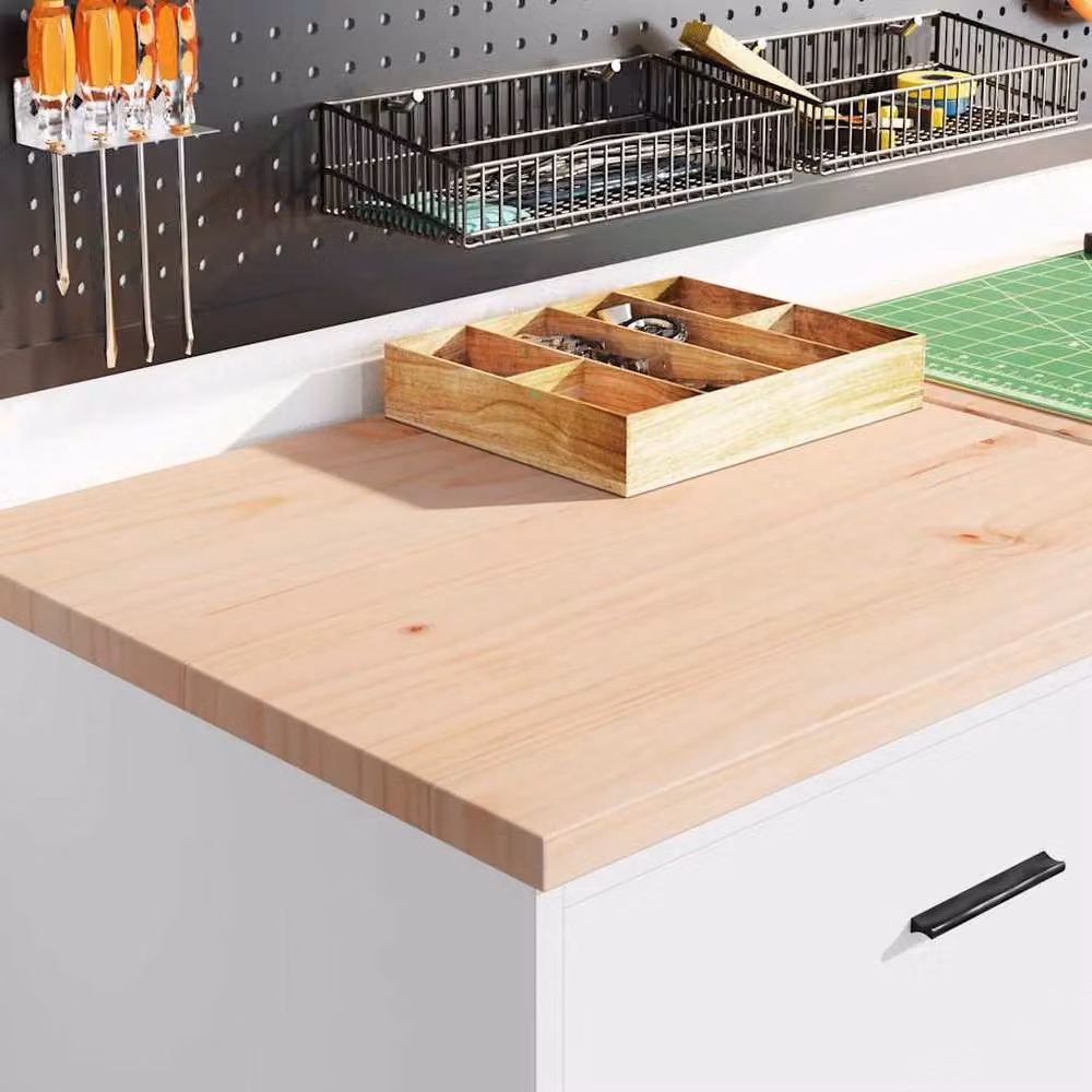 Berkfield Home Garage Storage Cabinet in White Solid Wood Pine, W/D/H: 60 x 51 x 85 cm – 2