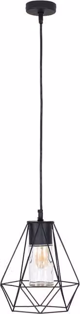 ValueLights Diablo Black Ceiling Light Pendant with Transparent Glass Cylinder