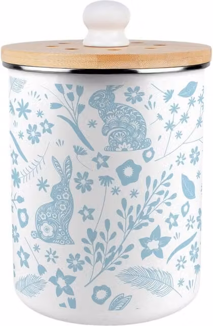 Purely Home Blue Metal Food Waste Caddy with Removable Inner Bucket and Odour Filter, 2 l