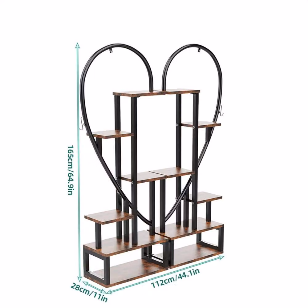 Nordara Heart Shape Tall XL-Large Indoor Plant Stand Vertical Plant Holder in Black – 2