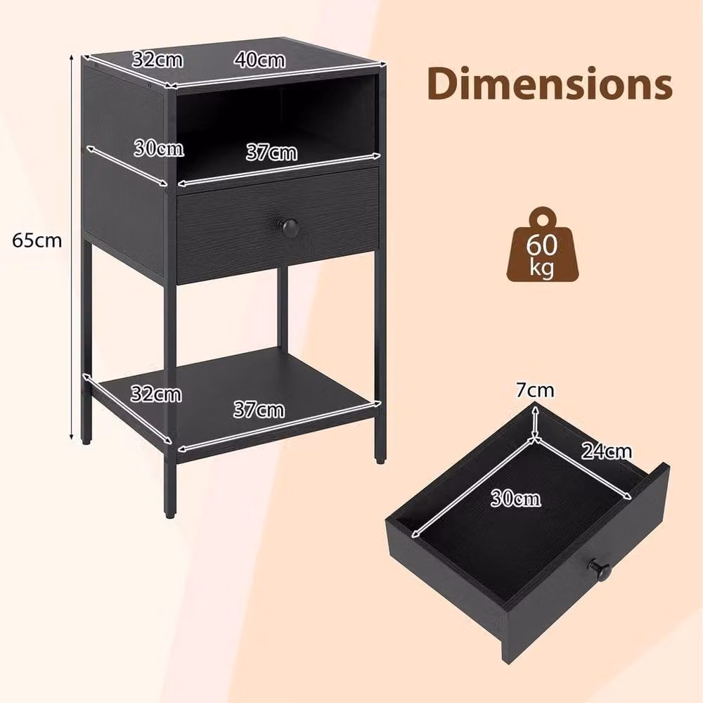 KORVIXA Black Industrial Farmhouse Accent Table and Nightstand Organizer – 2