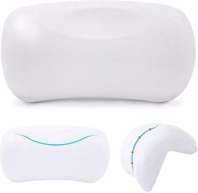 PAWNORA Waterproof Contoured Bath Pillow in White for Neck Support