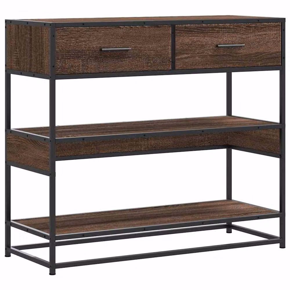 Berkfield Home Decorative Console Table in Brown Oak, W/D/H: 90 x 35 x 80 cm – 2