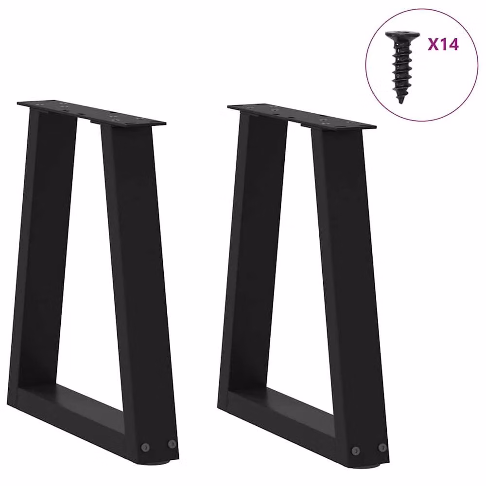 Berkfield Home V-Shape Dining Table Legs, 2 Piece Black Steel Set, W: 38 cm, H: 42-43.3 cm – 2
