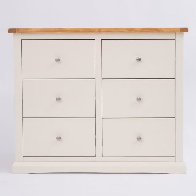 Castelli 3 over 3 Drawer Chest in White MDF and Pine