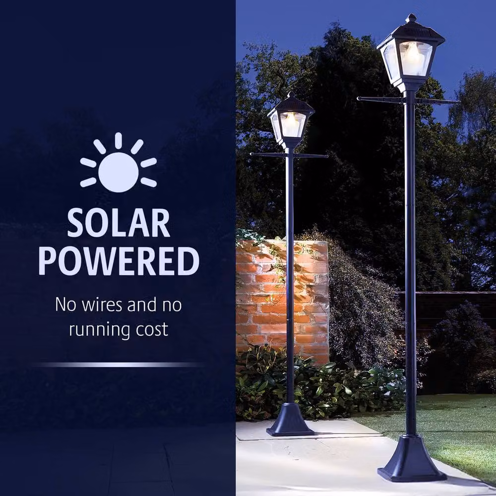 Gainsborough Deluxe Solar LED Lamp Post Light in Black Stainless Steel, Height: 200 cm – 2