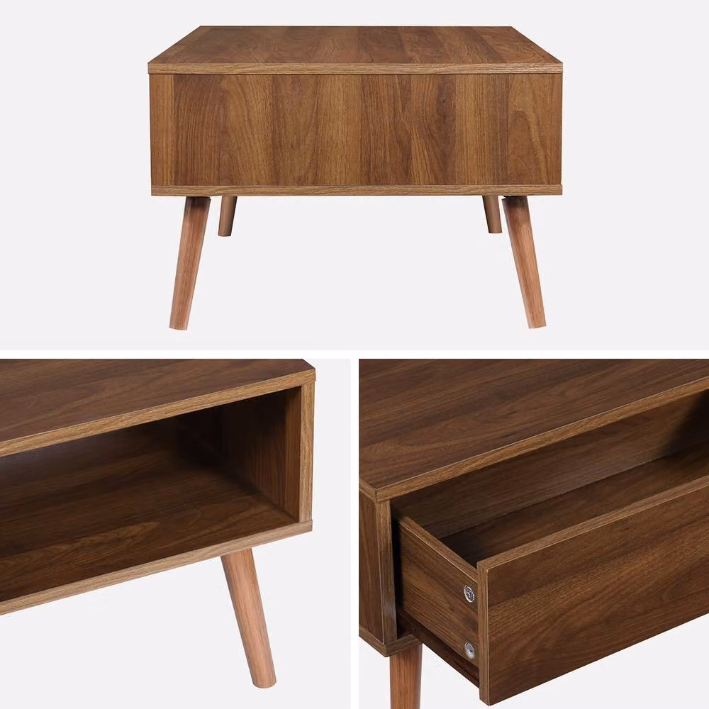 sweeek Vintage Walnut Wood Coffee Table in Dark Brown, W/D/H: 110 x 39 x 39 cm – 2
