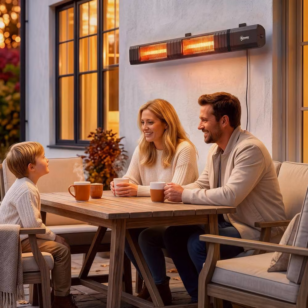 Outsunny 3000 W Electric Infrared Wall Mounted Patio Heater in Black – 2
