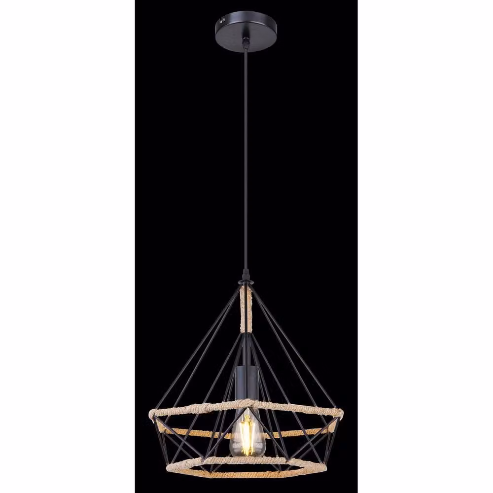 Globo Lighting Ulleu Pendant Light Black and Brown, E27, Dimmable and Height Adjustable, W: 38 cm, H: 150 cm – 6