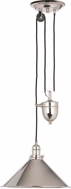 Loops Single Bulb Ceiling Pendant Light Fitting in Polished Nickel Silver with E27 100W LED Compatibility