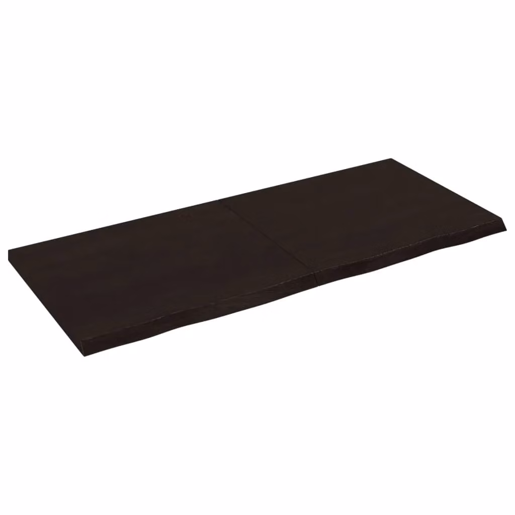Berkfield Home Bathroom Countertop in Dark Brown and Grey Treated Solid Wood W: 140 cm, D: 60 cm, H: 2-4 cm – 1