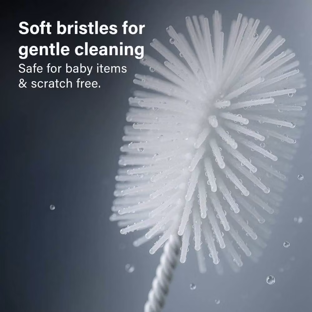 NESTLUNE 2 In 1 Bottle and Teat Brush with Soft Nylon Bristles in White, H 100 cm x W 15 cm – 3