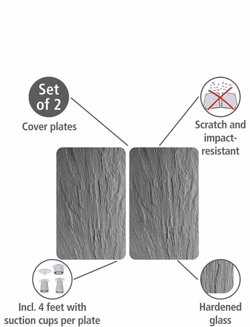 Chums Set of 2 Universal Glass Hob Covers for Gas, Electric or Induction Stoves in Beige – 2