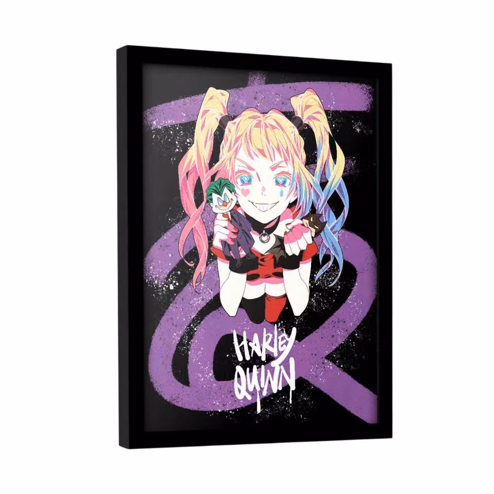 Batman Harley Quinn Pigtails Multicolour Framed Graphic Paper Poster – 2
