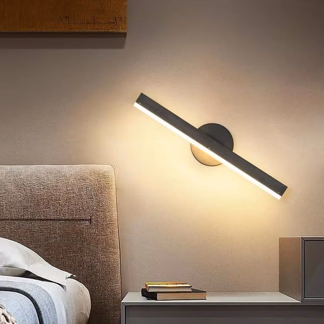 Goeco 12W LED Bathroom Mirror Light in Black with 300 Degree Rotatable Warm White 3000K Illumination