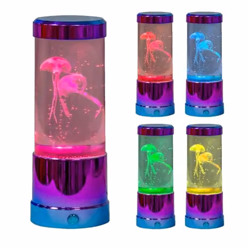 Global Gizmos 55219 Multi-Coloured Jellyfish Lamp with Colour Changing RGB LEDs and Calming Sensory Effect – 1